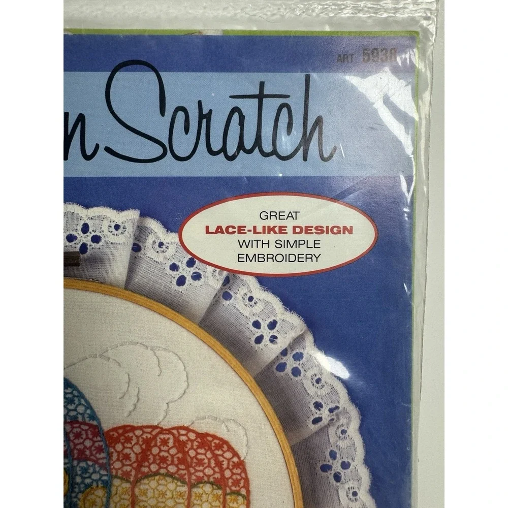 Counted Cross Stitch Kit Colortex Hot Air Balloon Vintage‎ Lace Hoop NOS